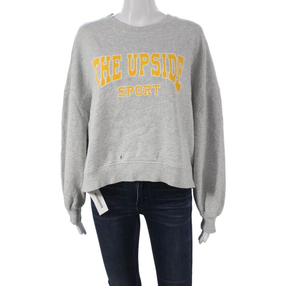 The Upside Womens Gray Organic Cotton Pullover Crewneck Sport Size M
